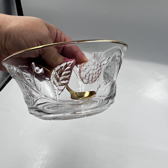Vintage Arcopol France Sugar Dish Etched Raspberries Berry Jelly Bowl Gold Tone - Picture 8 of 10